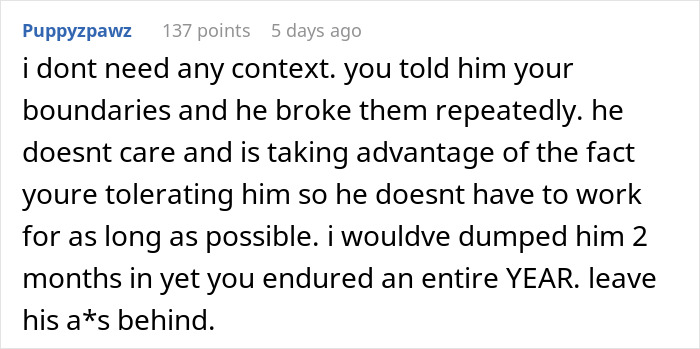 Boyfriend Quits Job, Refuses To Help, Gets Kicked Out: &#8220;I’m Not Your Mommy&#8221;
