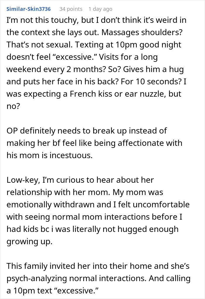 Woman Can’t Take Boyfriend Being Affectionate With His Mom: “Am I Overthinking This?”