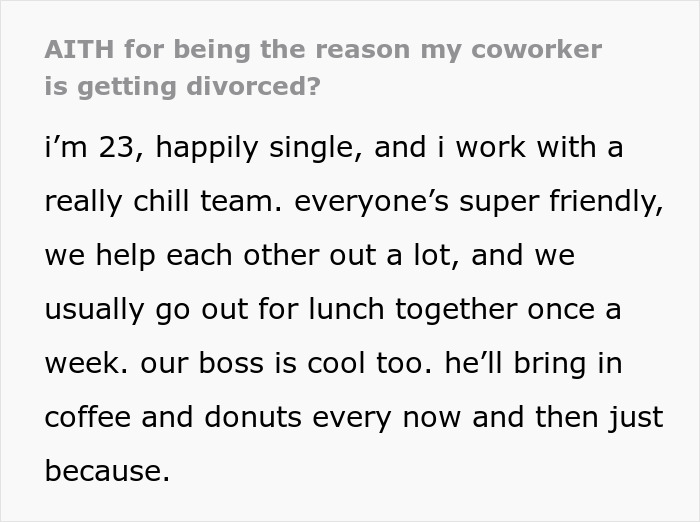 23YO Confronts Married Coworker About Wife’s Behavior, Fears Their Comment Pushed Him Toward Divorce