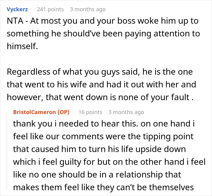 23YO Confronts Married Coworker About Wife’s Behavior, Fears Their Comment Pushed Him Toward Divorce