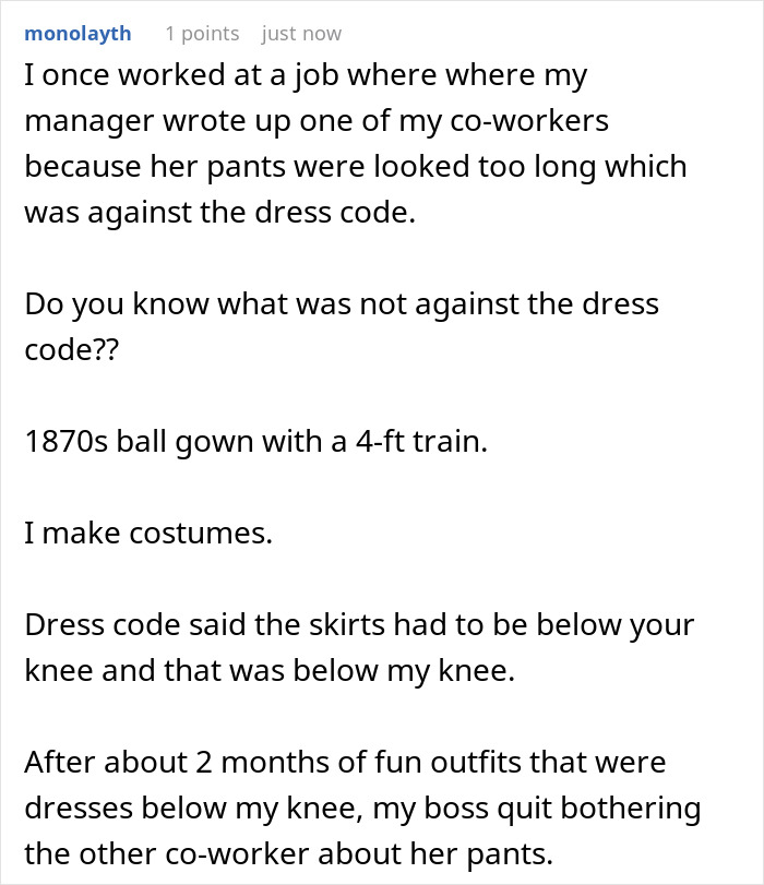 “Manager Told Us We Had To Do The Dress Code To The Letter… So I Did, To The Letter”