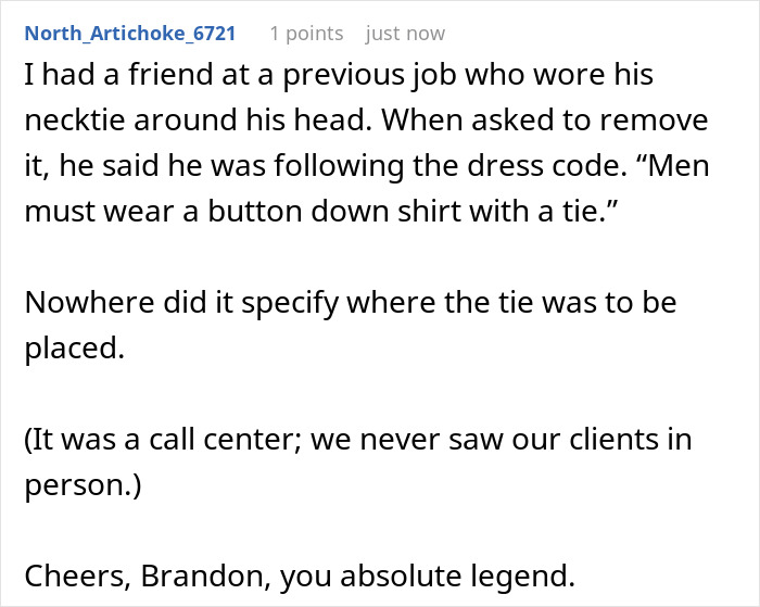 “Manager Told Us We Had To Do The Dress Code To The Letter… So I Did, To The Letter”
