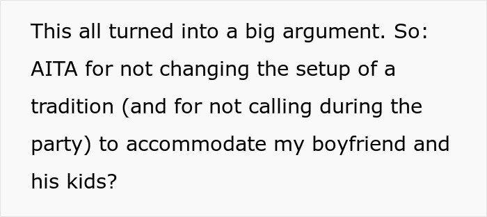 “[Am I The Jerk] For Not Changing My Annual Backyard Party Plans For My Boyfriend And His Kids?”