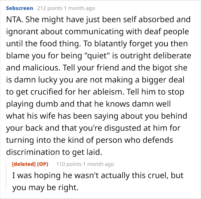 Deaf Man’s Girlfriend Helps Translate Rude Comments He Can’t Hear, He Cuts Off Friend And His Wife