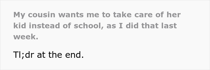 Woman Expects Cousin To Babysit Instead Of Attending School, Goes “Near Mental” When She Says No