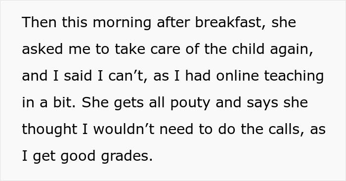 Woman Expects Cousin To Babysit Instead Of Attending School, Goes “Near Mental” When She Says No
