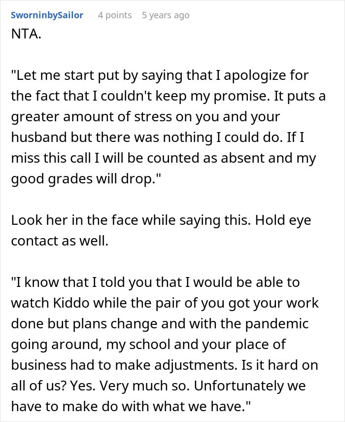 Woman Expects Cousin To Babysit Instead Of Attending School, Goes “Near Mental” When She Says No