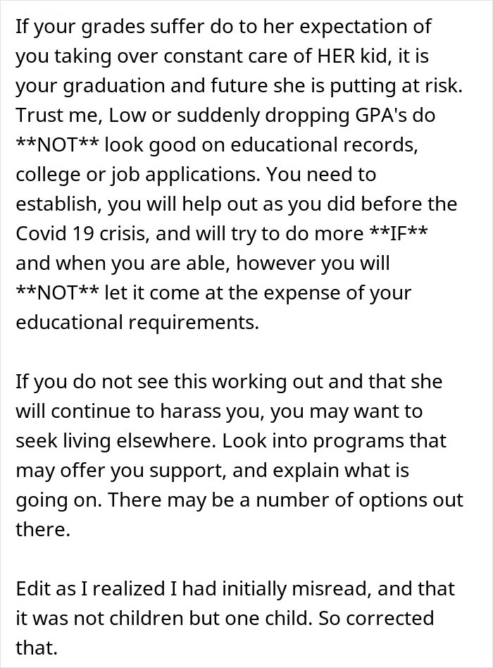 Woman Expects Cousin To Babysit Instead Of Attending School, Goes “Near Mental” When She Says No