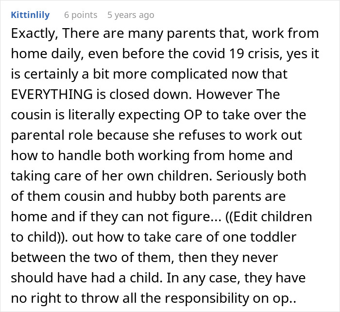 Woman Expects Cousin To Babysit Instead Of Attending School, Goes “Near Mental” When She Says No