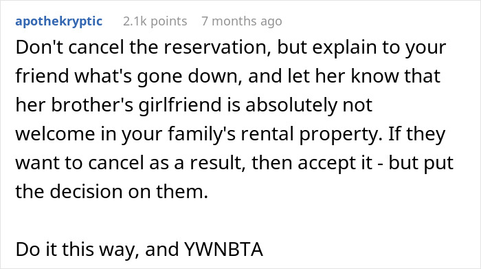 Woman Considers Canceling Friend’s Holiday Booking After Getting Harassed By Her Bro’s GF