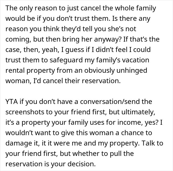 Woman Considers Canceling Friend’s Holiday Booking After Getting Harassed By Her Bro’s GF