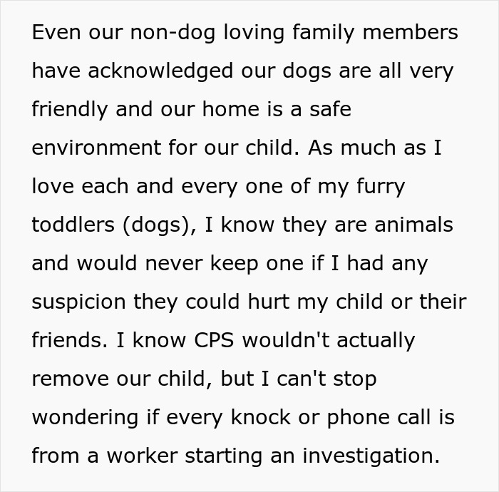 Person Loses Sleep Over Potential CPS Call As Spouse&#8217;s Parents Don’t Approve Of Dogs In The House