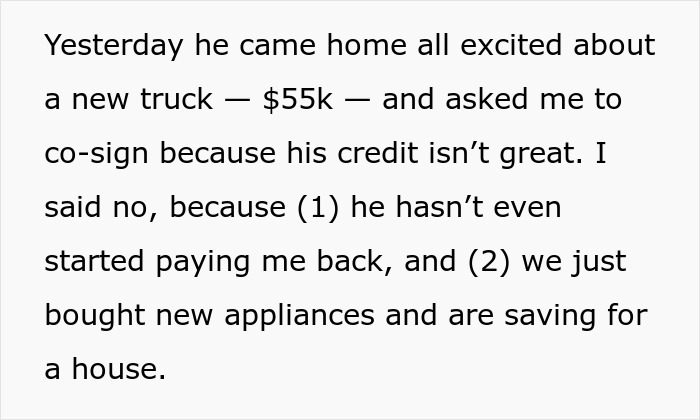 Hubby Blows Up At Wife For Refusing To Co-Sign On His $55K Truck Loan Despite Not Repaying Her $8K