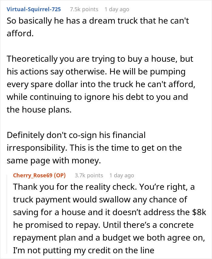 Hubby Blows Up At Wife For Refusing To Co-Sign On His $55K Truck Loan Despite Not Repaying Her $8K