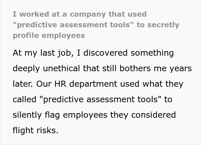 Person Finds Out Company Secretly Profiled Employees &#8211; &#8220;Corporate Loyalty Is Rarely Two Way Street&#8221;