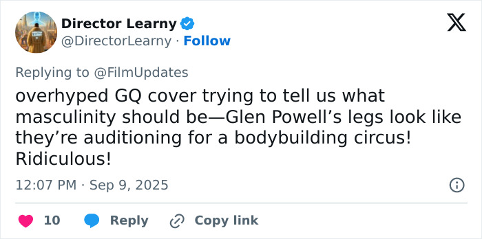 &#8220;Didn&#8217;t Skip Leg Day&#8221;: People Can’t Stop Talking About Glen Powell’s Jaw-Dropping GQ Shoot