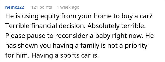 Husband Goes Ahead With $80K Car Purchase Despite Wife’s Concerns About Starting A Family Soon