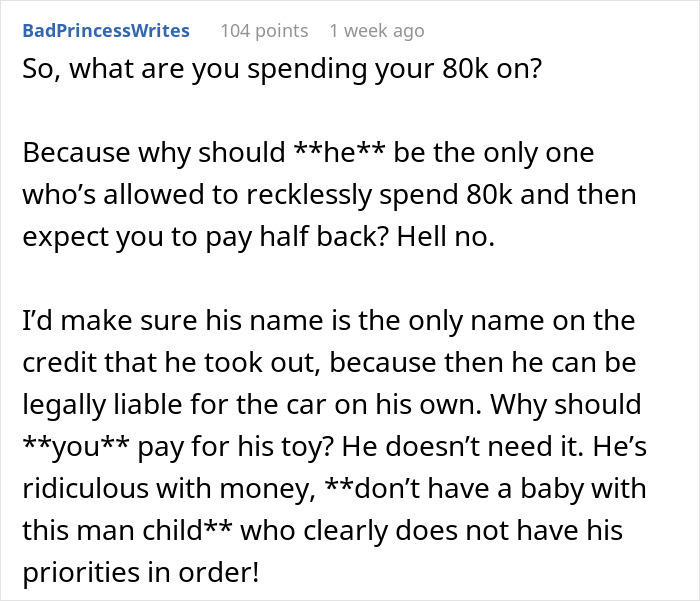 Husband Goes Ahead With $80K Car Purchase Despite Wife’s Concerns About Starting A Family Soon