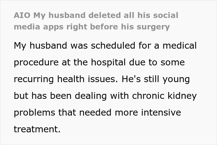 “He Deleted Everything”: Woman Questions Husband’s Motives On The Day Of His Surgery
