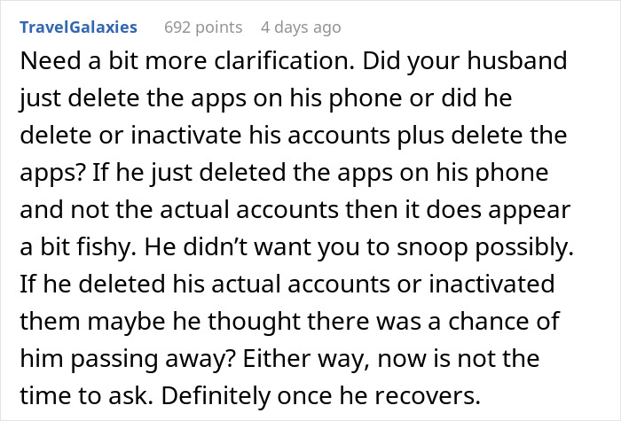 “He Deleted Everything”: Woman Questions Husband’s Motives On The Day Of His Surgery