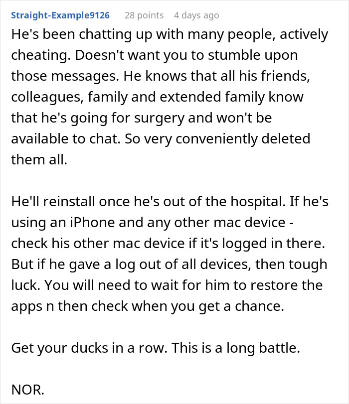 “He Deleted Everything”: Woman Questions Husband’s Motives On The Day Of His Surgery