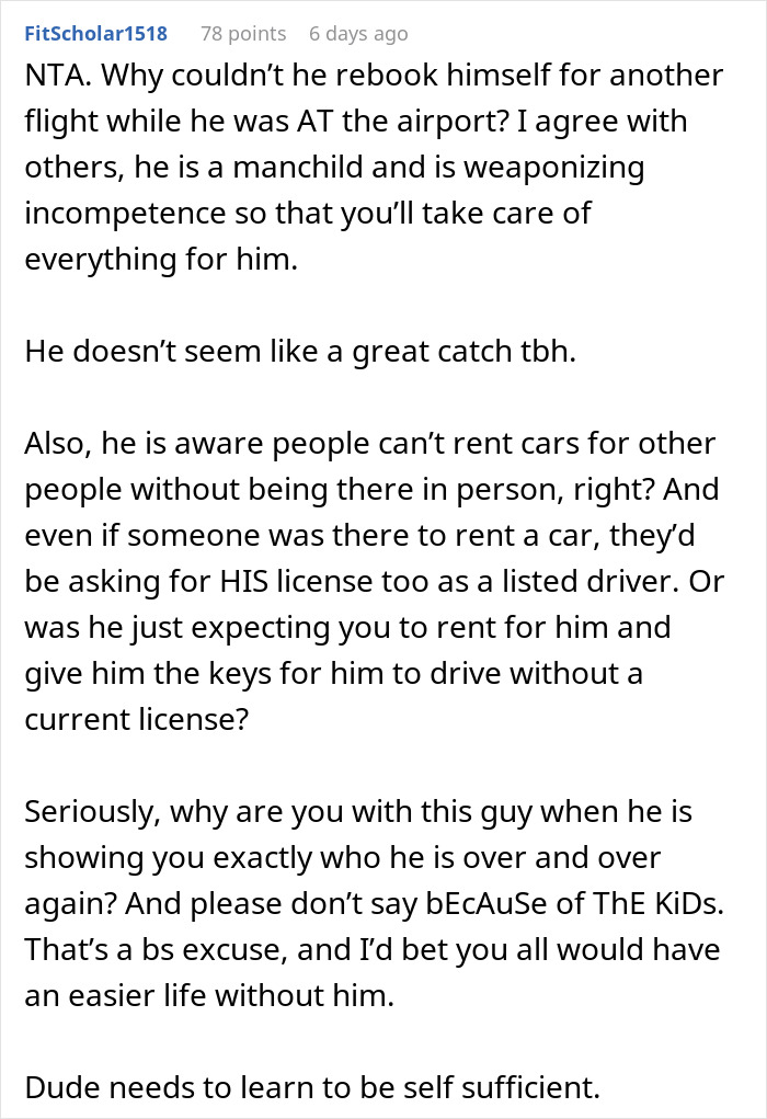 Man Expects Wife To Rescue Him After Missing His Flight Home, Receives A Lesson Instead