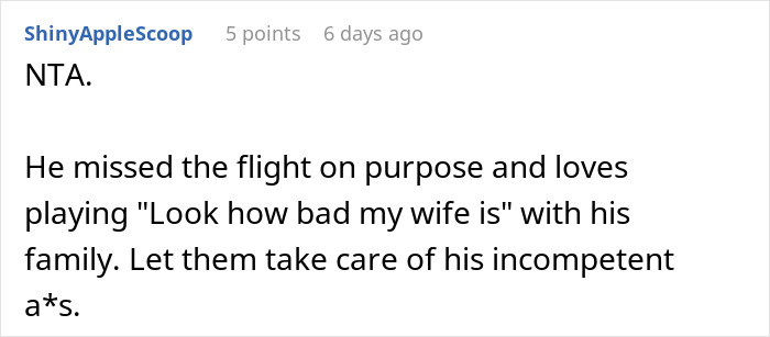 Man Expects Wife To Rescue Him After Missing His Flight Home, Receives A Lesson Instead