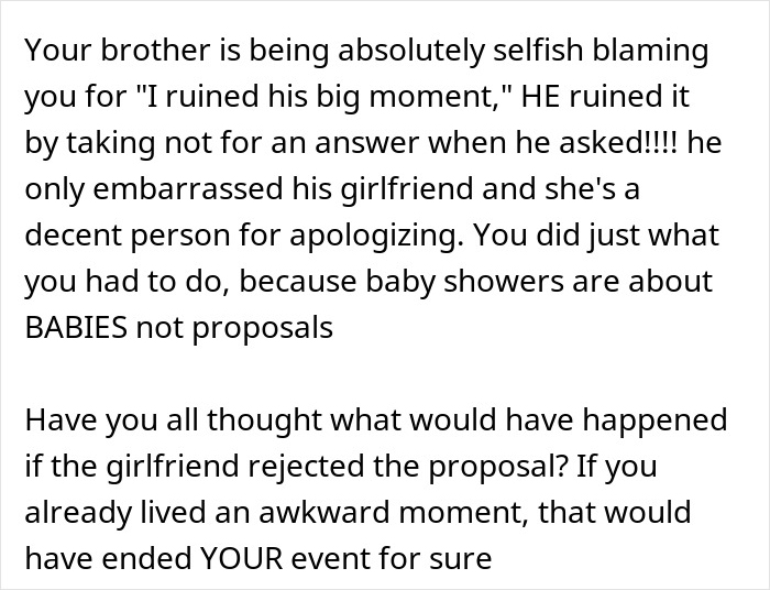 “We’re Not Doing This Today”: Woman Shuts Down Brother’s Proposal At Her Baby Shower