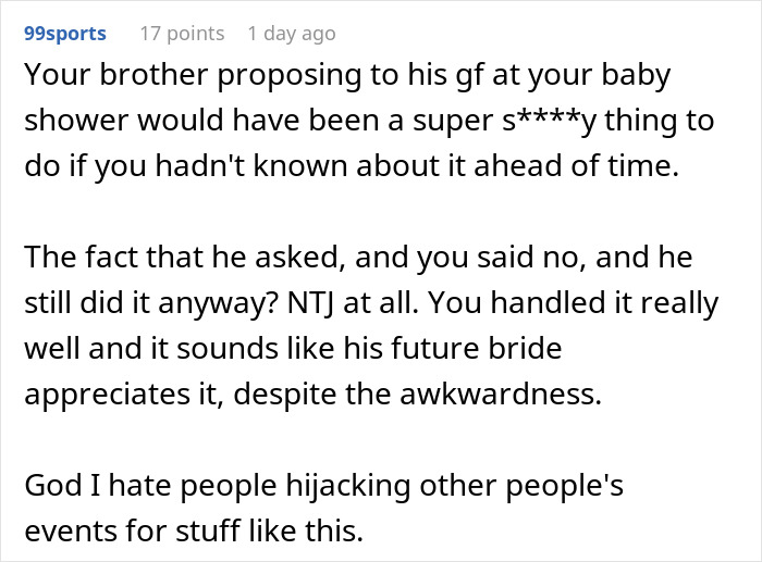 “We’re Not Doing This Today”: Woman Shuts Down Brother’s Proposal At Her Baby Shower
