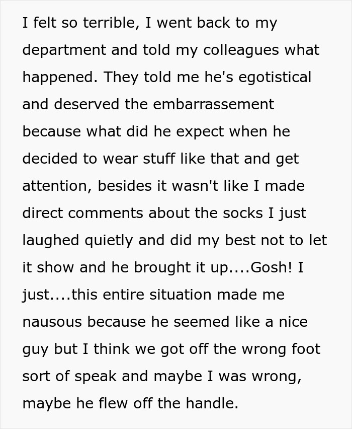 Woman Mocks Colleague’s Penguin Socks, Red-Faced When He Says Late Wife Knitted Them For Him
