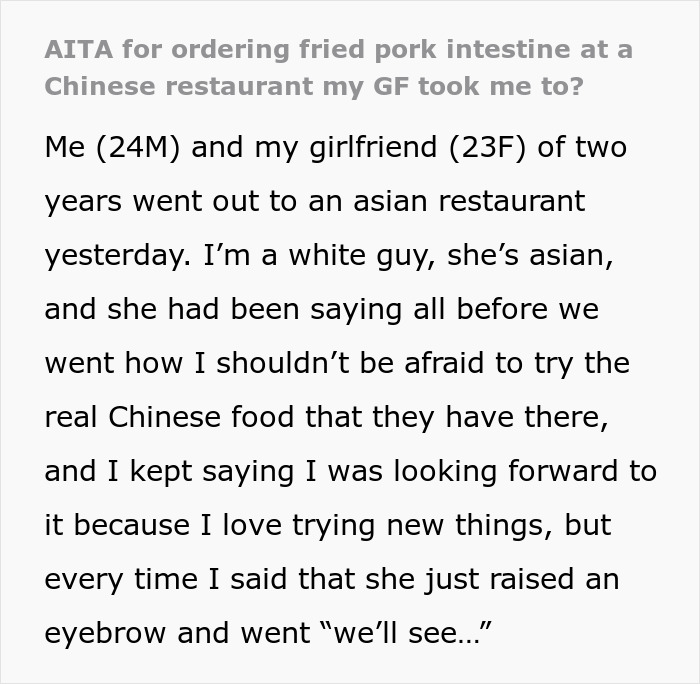 Asian GF Gets Weird After White BF Orders The Most Chinese Dish On The Menu, He’s Baffled