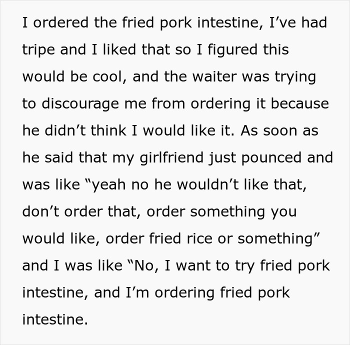Asian GF Gets Weird After White BF Orders The Most Chinese Dish On The Menu, He’s Baffled