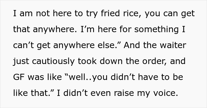 Asian GF Gets Weird After White BF Orders The Most Chinese Dish On The Menu, He’s Baffled