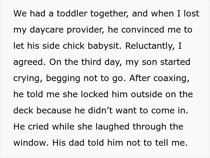 Woman Gets The Ultimate Revenge On Mistress Who Locked Her Toddler Outside