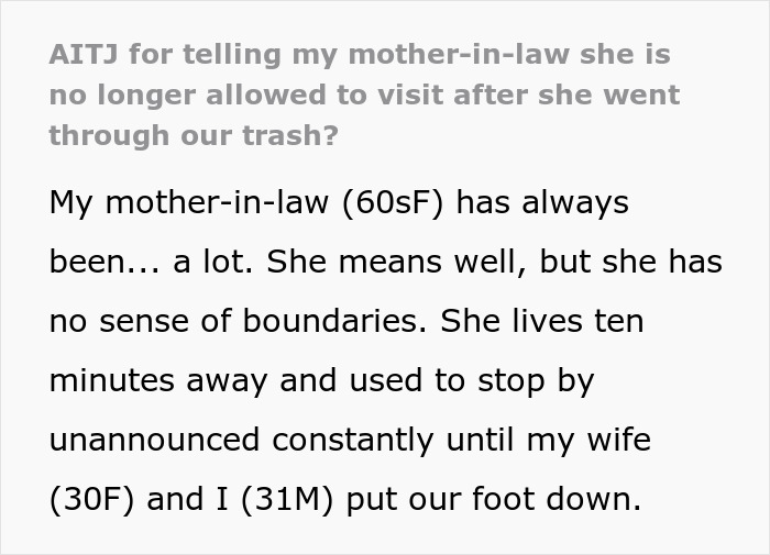MIL Is Banned From Visiting Couple After She Finds Out About Their Secret Digging Through Trash