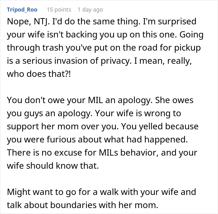 MIL Is Banned From Visiting Couple After She Finds Out About Their Secret Digging Through Trash