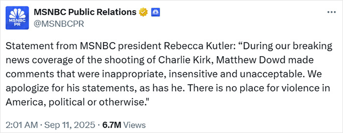 Commentator Who Made “Unacceptable” Charlie Kirk Remarks After Utah Tragedy Fired Hours Later Commentator Who Made “Unacceptable” Charlie Kirk Remarks After Utah Tragedy Fired Hours Later