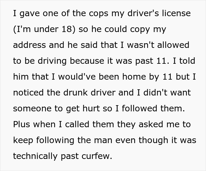 Guy Helps Police Catch Drunk Driver, Confused After Getting Ticket For Driving After Curfew