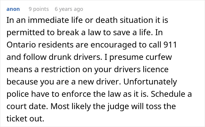 Guy Helps Police Catch Drunk Driver, Confused After Getting Ticket For Driving After Curfew