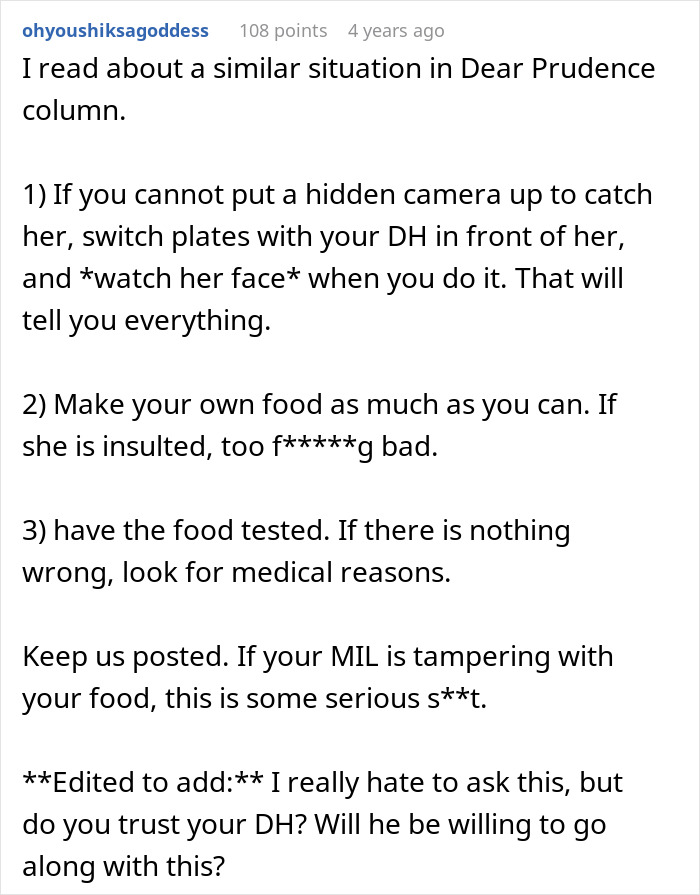 Person Gets Incredibly Sick After Eating MIL’s Meals, Magically Recovers Without Them