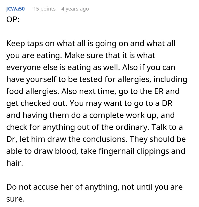 Person Gets Incredibly Sick After Eating MIL’s Meals, Magically Recovers Without Them