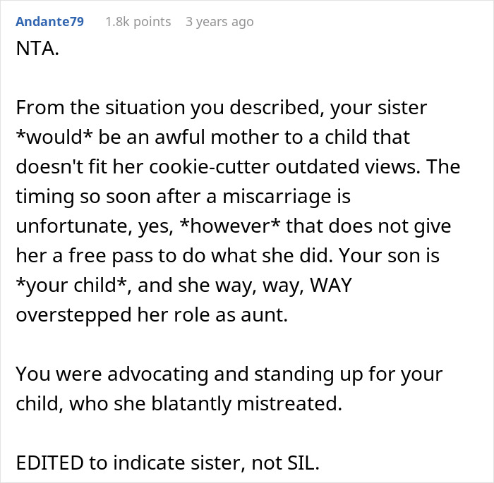 Sis Who Had Miscarriage Forces Gender Roles On Kid, Sibling Says She Would Have Been An Awful Mom