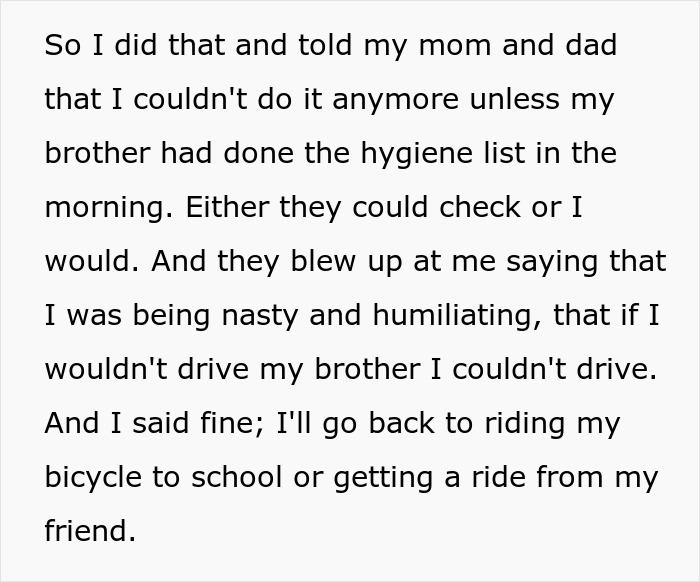 Parents Demand Daughter Drive Younger Bro Despite Hygiene Issues, Teen Refuses And Gives Up Car Use