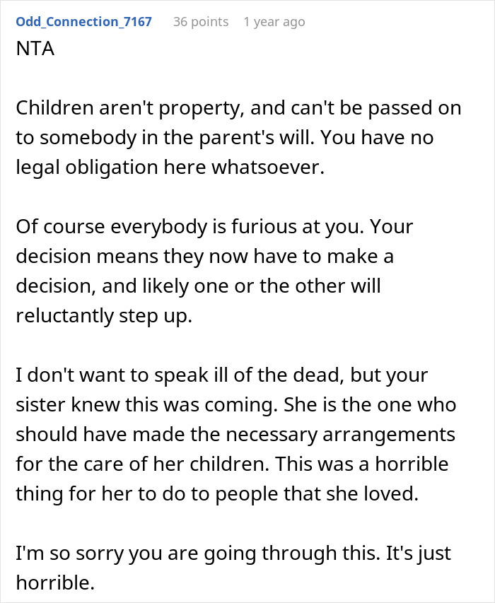 “AITA For Refusing To Let My Sister&#8217;s Kids Stay With Me After She Passed Away?”