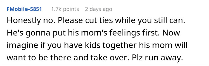 Woman Breaks Engagement After Fiancé Says He Loves His Mom The Most, His Family Goes Ballistic