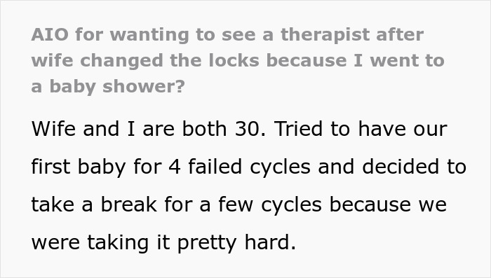 Wife’s Reaction To Husband Attending His Sister’s Baby Shower Leaves Him In Need Of Therapy