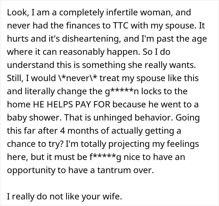 Wife’s Reaction To Husband Attending His Sister’s Baby Shower Leaves Him In Need Of Therapy