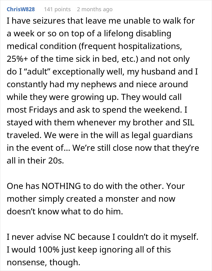 Guy Refuses To Look After &#8220;Disabled&#8221; Bro, Who&#8217;s Just Lazy, Entitled And Enabled By Mommy Dearest