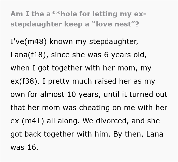 Mom Is Furious Ex Is Letting Stepdaughter Date And Have A “Love Nest” After Her Bio-Dad Said No