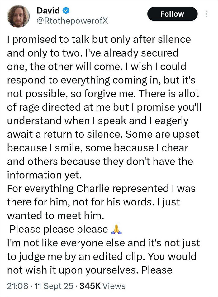 “Psychotic”: Mystery Man Explains Why He Cheered When Charlie Kirk Was Shot By Rooftop Assassin